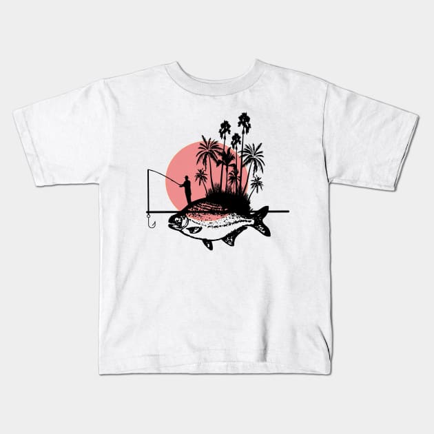 Gone fishing Kids T-Shirt by KwaaiKraai